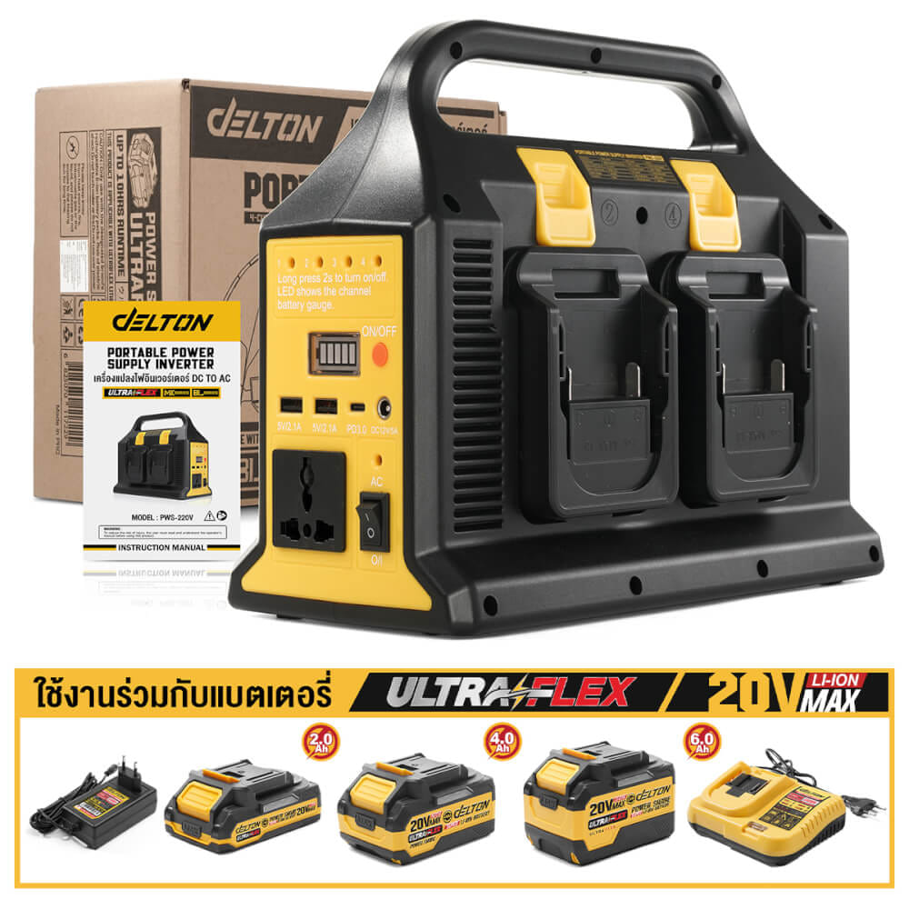 หัวแปลงปลั๊กไฟ (เฉพาะเครื่องเปล่า) DELTON รุ่น PWS-220V